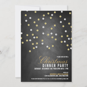 Sparkly Glitter Dots Christmas Party Invitation