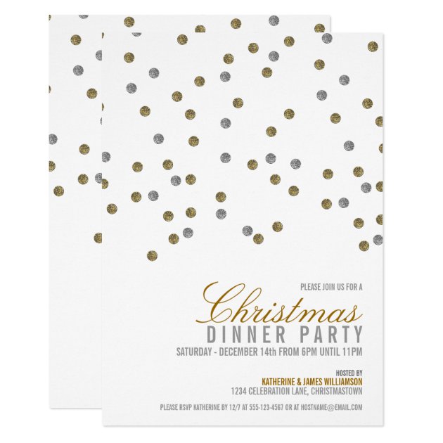 Sparkly Glitter Dots Christmas Party Invitation