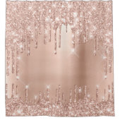 Sparkly Glitter Drips Pink Rose Gold Blush Glam Shower Curtain (Front)