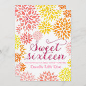 Sparkly Glitter Floral Watercolor Spring Sweet 16 Invitation (Front/Back)