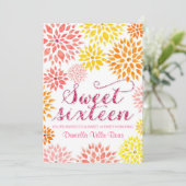 Sparkly Glitter Floral Watercolor Spring Sweet 16 Invitation (Standing Front)