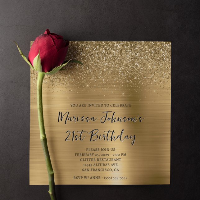 Sparkly Glitter Gold Foil 21st Birthday Invitation (Sparkly Glitter Gold Foil 21st Birthday Invitation)