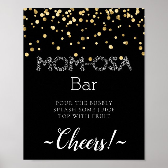 Sparkly Glitter Minimal Simple Mimosa Bar Sign (Front)