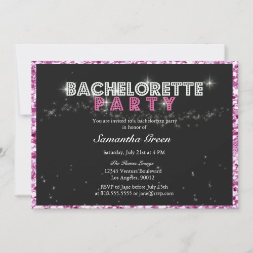 Sparkly Glitter Pink Bachelorette Party Invitation