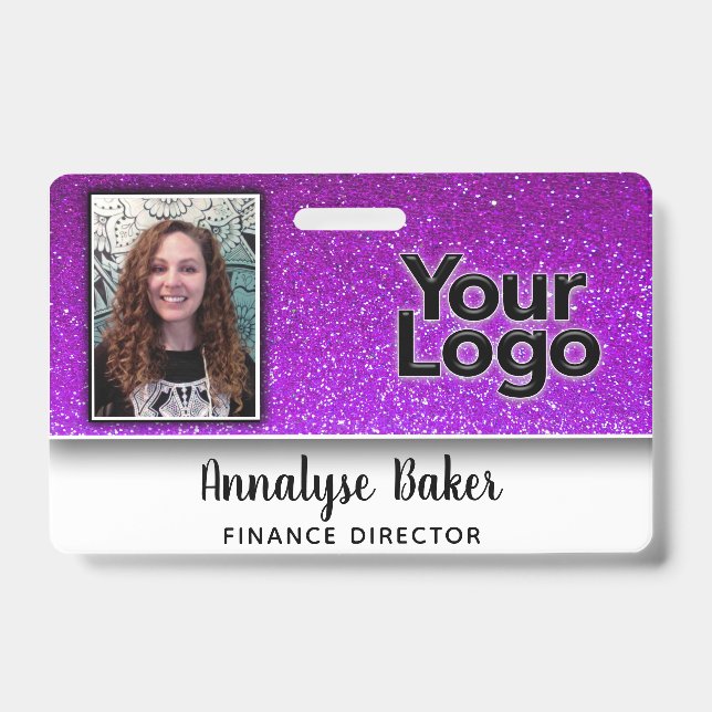 Sparkly Glitter Professional CNA Nurse Photo Name Badge (Front)