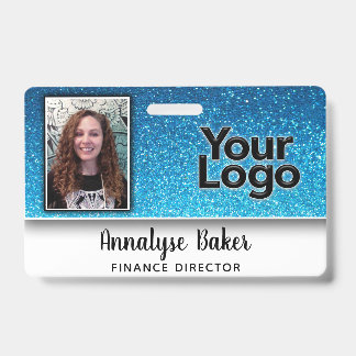 Sparkly Glitter Professional CNA Nurse Photo Name Badge