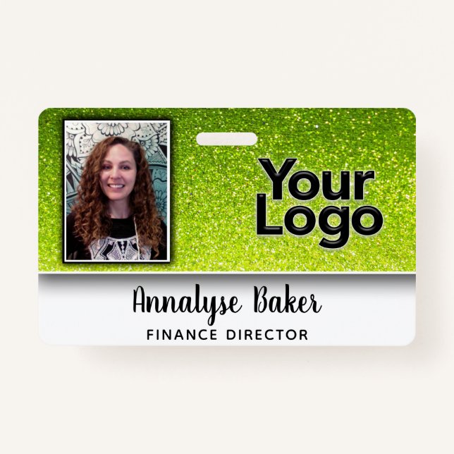 Sparkly Glitter Professional CNA Nurse Photo Name Badge (Front)