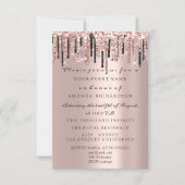 Sparkly Glitter Rose Drips Classy Wedding Birthday Invitation (Front)