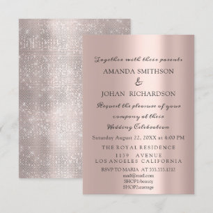 Sparkly Glitter Rose Gold Elegant Wedding Unique Invitation