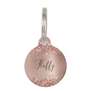Sparkly Glitter Rose Gold Glam Gradient Pet ID Tag