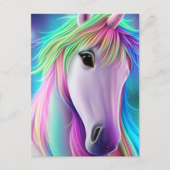 Sparkly Glitter Shiny Real Rainbow Unicorn Purple Holiday Postcard by ProdesignGo at Zazzle