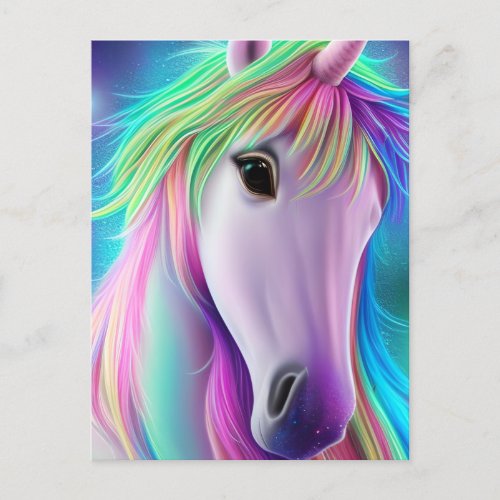 Sparkly Glitter Shiny Real Rainbow Unicorn Purple Holiday Postcard