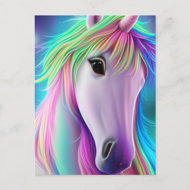 Sparkly Glitter Shiny Real Rainbow Unicorn Purple Holiday Postcard (Front)