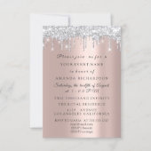 Sparkly Glitter Silver Gray Rose  Bridal Birthday Invitation (Front)