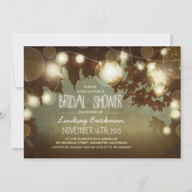 sparkly glitter string lights modern bridal shower invitation (Front)