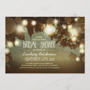 sparkly glitter string lights modern bridal shower invitation