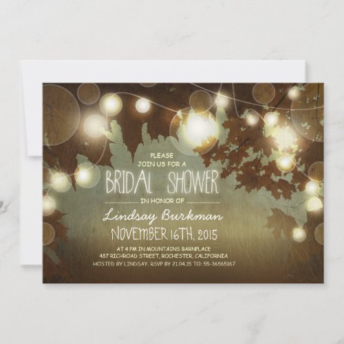 sparkly glitter string lights modern bridal shower invitation