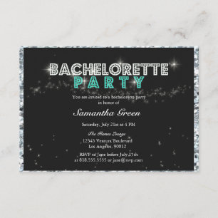Sparkly Glitter Teal Bachelorette Party Invitation