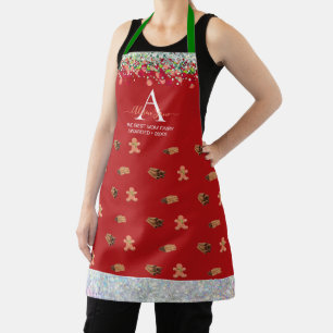 Sparkly glittery glam gingerbread custom Monogram Apron