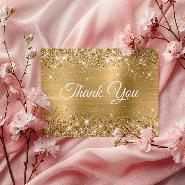 Sparkly Glittery Gold Foil Thank You Postcard (Sparkly Glittery Gold Foil Thank You Postcard)
