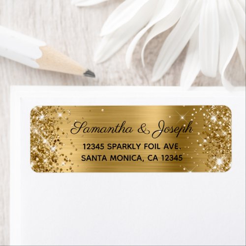 Sparkly Glittery Gold Foil Wedding Label