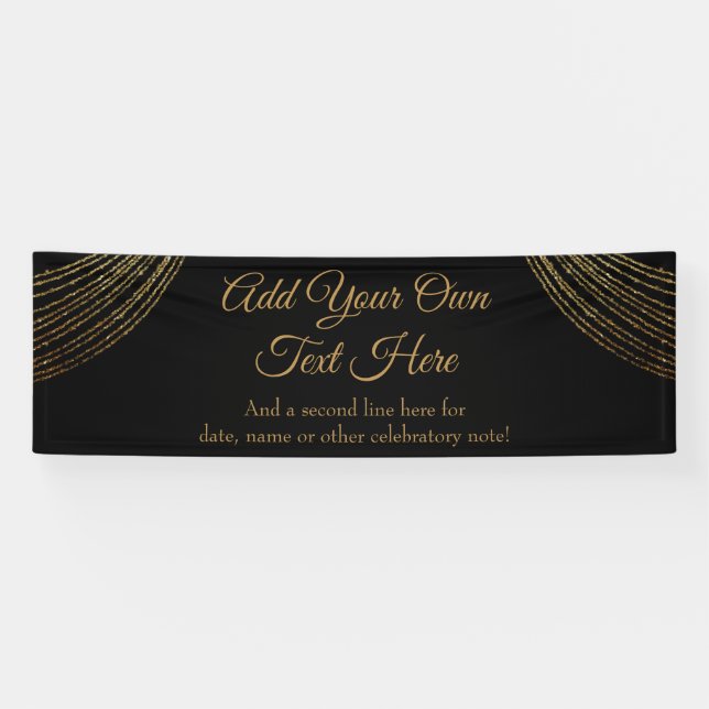 Sparkly Glittery Gold Garland Add Your Own Text Banner (Horizontal)