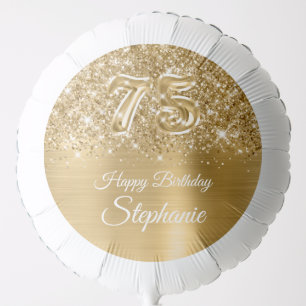 Sparkly Glittery Gold Glam Happy 75th Birthday Balloon