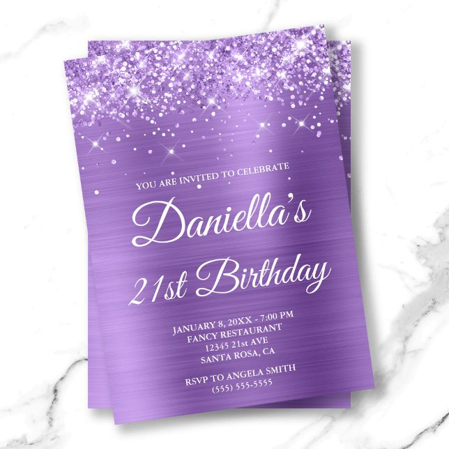 Sparkly Glittery Light Purple Foil 21st Birthday Invitation (Sparkly Glittery Light Purple Foil 21st Birthday Invitation)