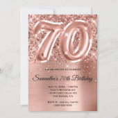 Sparkly Glittery Rose Gold Glam 70th Birthday Invitation (Front)