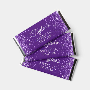 Sparkly Glittery Royal Purple Sweet 16 Hershey Bar Favors