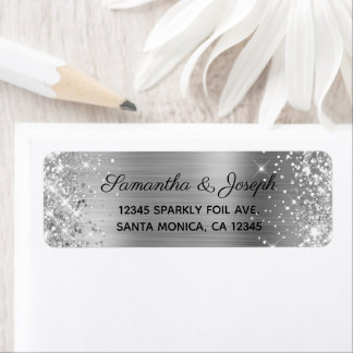 Sparkly Glittery Silver Foil Wedding Label