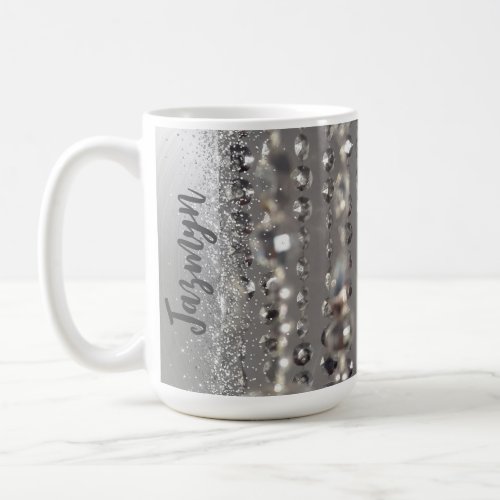 Sparkly Glittery Silver Stringed Beads      Coffee Mug