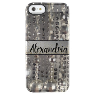 Sparkly Glittery Silver Stringed Beads         Clear iPhone SE/5/5s Case