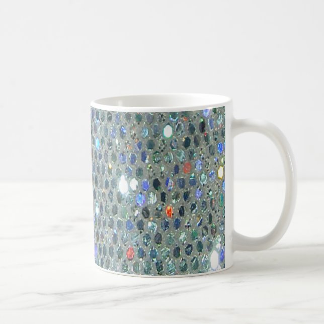 Sparkly Glitzy Silver Glitter Bling Coffee Mug (Right)