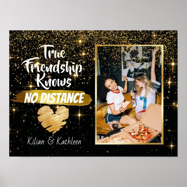 Sparkly Going Away Friendship Distance Photo Poster (Front)