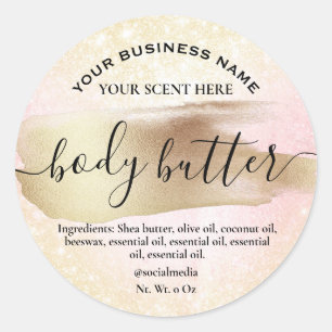 Sparkly Gold And Pink Body Butter Labels