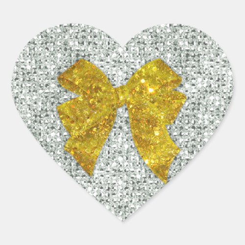 Sparkly Gold Bow on Silver Sequins