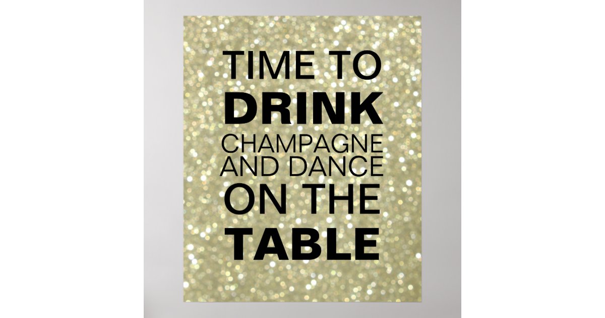 Sparkly Gold Champagne Party Poster | Zazzle