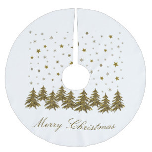 Sparkly gold Christmas tree, moon, stars Christmas Brushed Polyester Tree Skirt