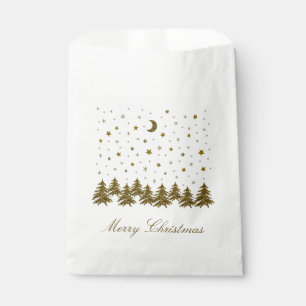 Sparkly gold Christmas tree, moon, stars Christmas Favor Bag