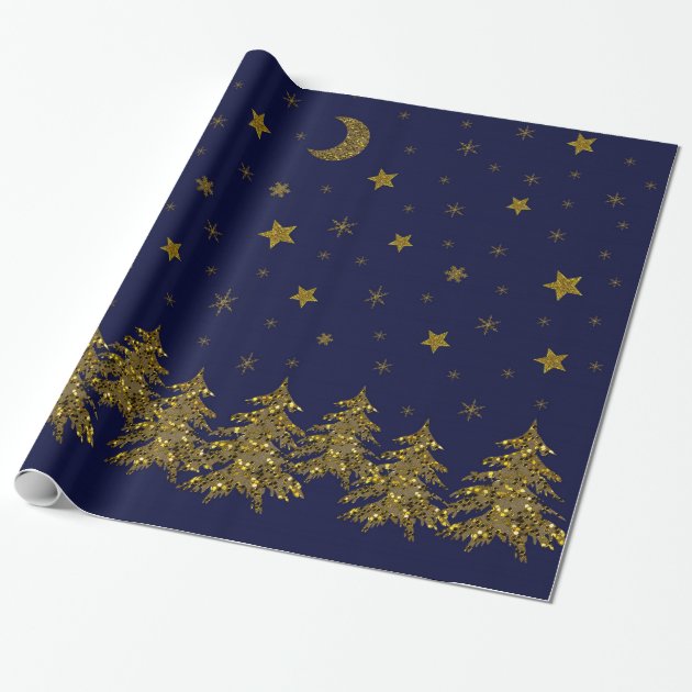 blue and gold christmas wrapping paper