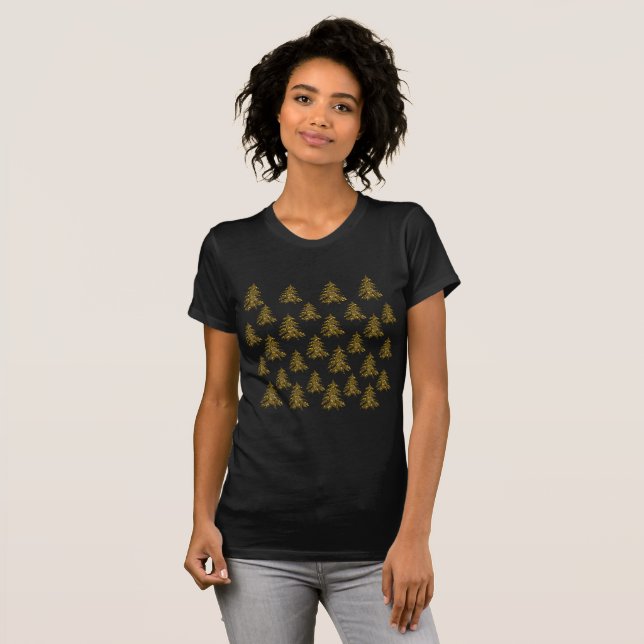 Sparkly gold Christmas tree T-Shirt (Front Full)