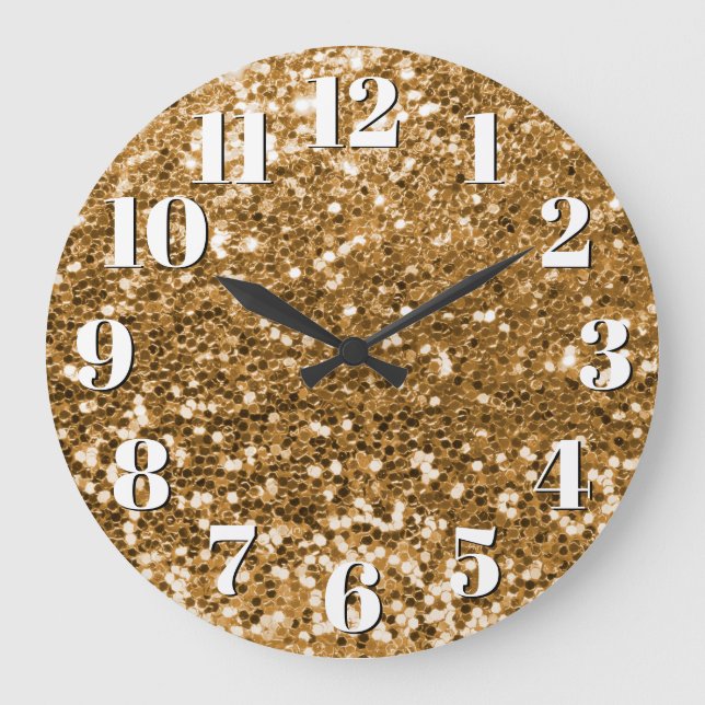 Sparkly Gold Chunky Glitter Large Clock (Front)