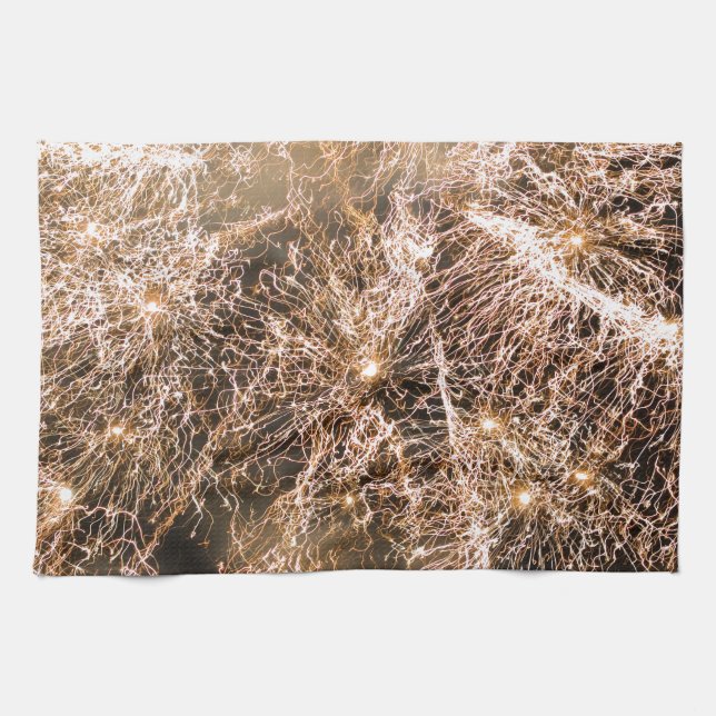 Sparkly gold fireworks Abstract Kitchen Towel (Horizontal)