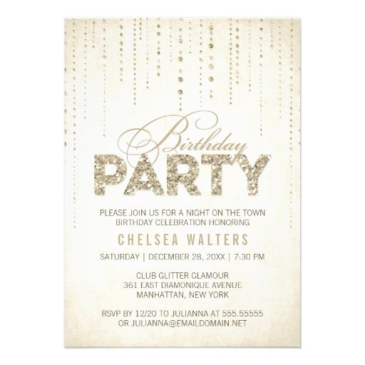 Glitter Look Birthday Party Invitation 5