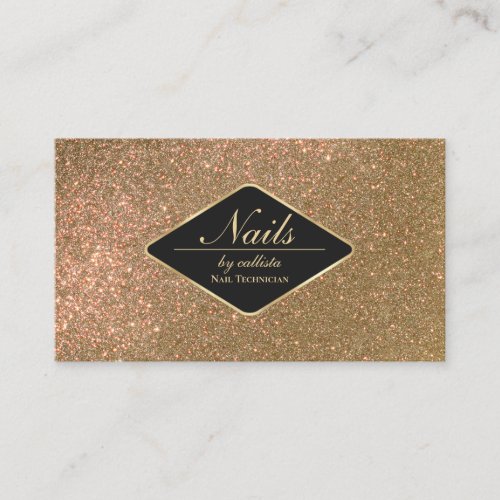 Sparkly Gold Glitter Black Makeup Nails Lash Hair Business Card