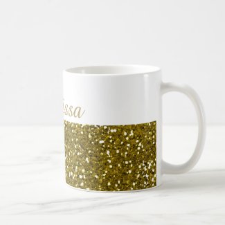 Sparkly Gold Glitter Custom Name Coffee Mug