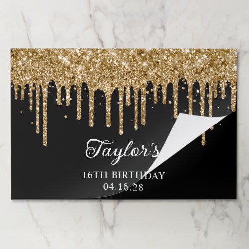 Sparkly Gold Glitter Drips 16th Birthday Paper Pad