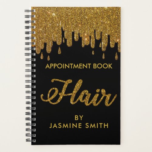 Sparkly Gold Glitter Hair Appointment Book Planner