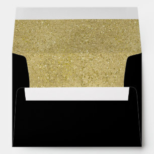 Sparkly gold glitter liner black invitation envelope